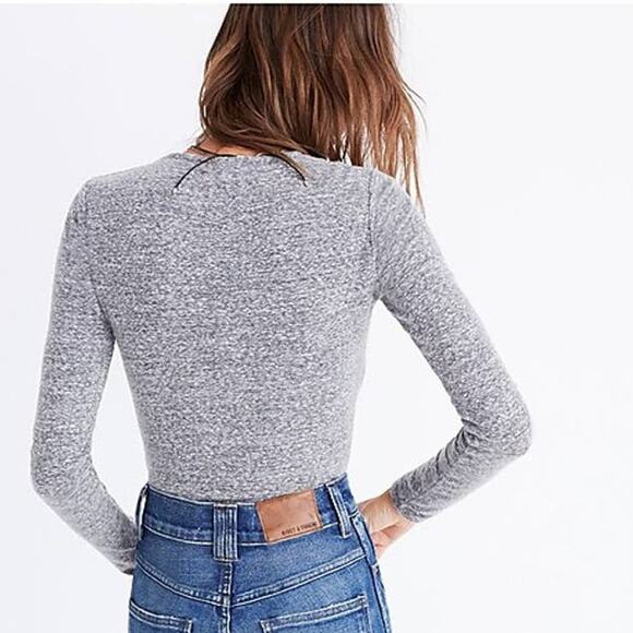 Madewell Women's Song Scoop Bodysuit Stretch Light Heather Gray Size Ms - Picture 7 of 7
